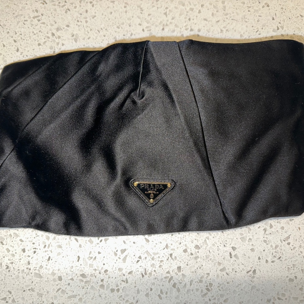 VINTAGE 2007 Prada Satin Raso Rosette Clutch Bag